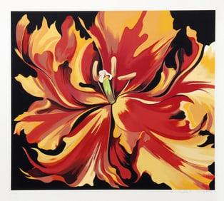 Lowell Blair Nesbitt, Red and Yellow Parrot Tulips, Screenprint