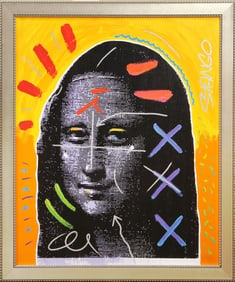 John Stango, Mona Lisa, Acrylic, Marker over Screenprint on Canvas