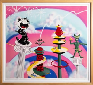 Kenny Scharf, Felix On A Pedestal, Screenprint