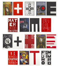 Mimmo Paladino, Lacrimose Portfolio, Portfolio with Linocut frontispiece, twelve woodcuts