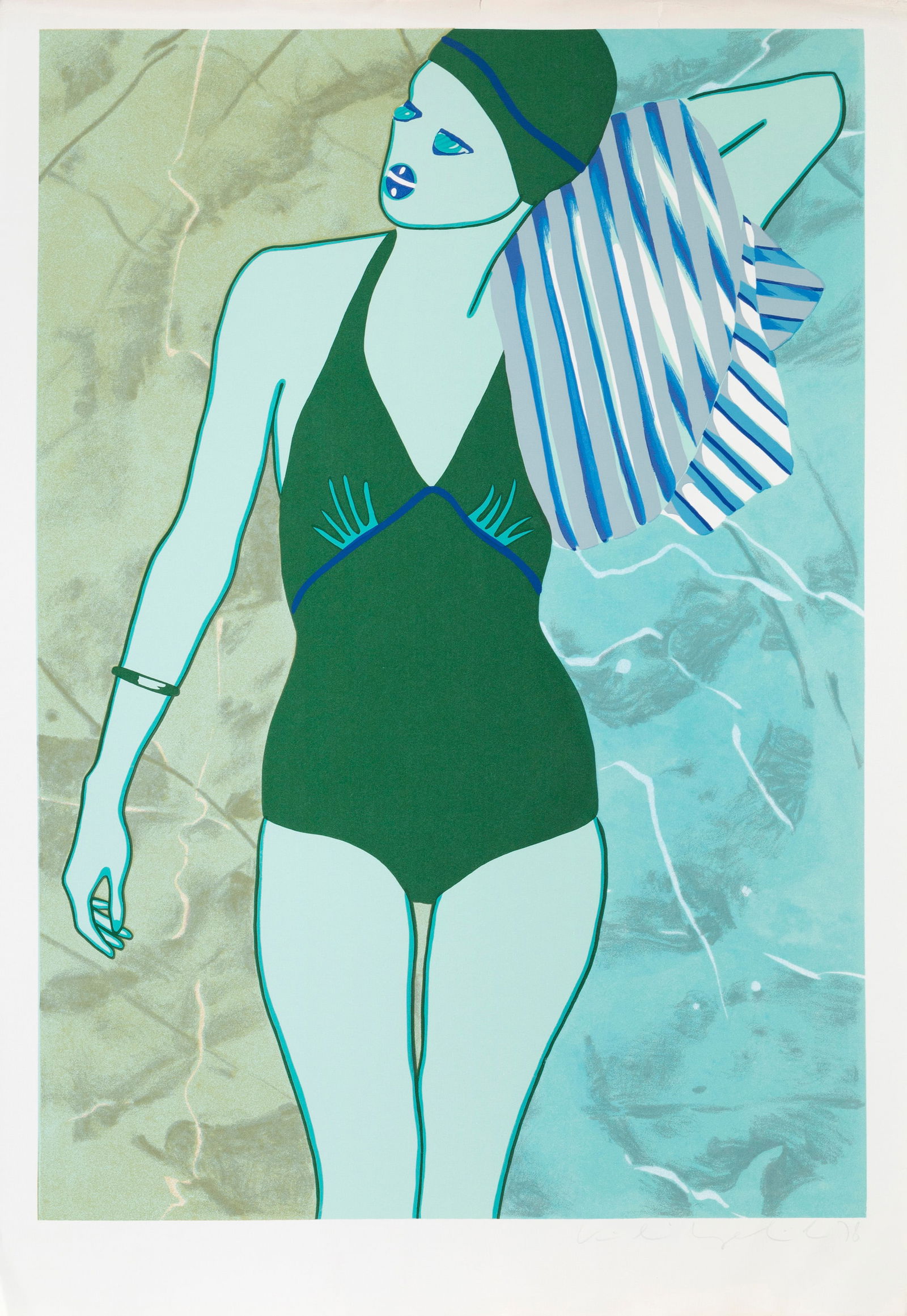 Kiki Kogelnik, Bathing in Green, Screenprint (1 of 3)