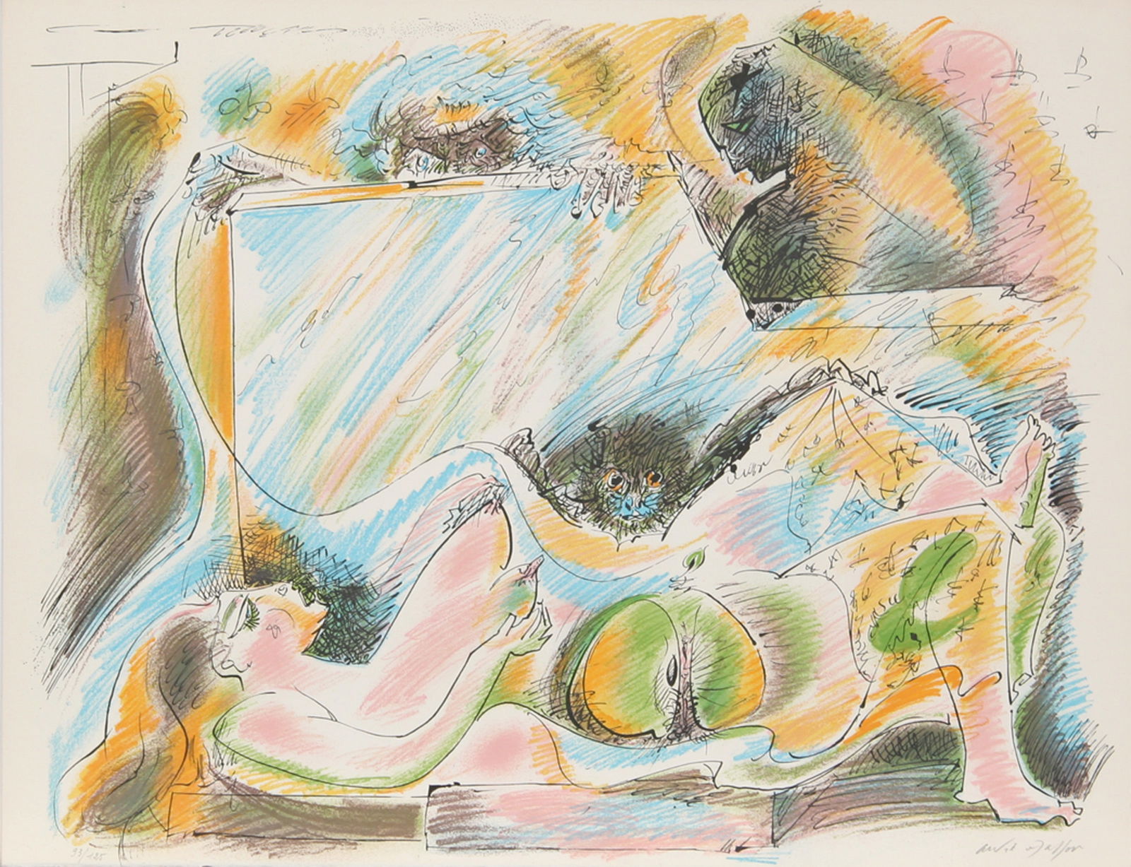 Andre Masson, La Naissance d'Eve from Je Reve Portfolio, Lithograph on Arches: Artist: Andre Masson, French (1896 - 1987) Title: La Naissance d'Eve from Je Reve Portfolio Year: 1975 Medium: Lithograph on Arches, Signed and numbered in pencil Edition: 93/125 Size: 20 in. x 26 in.