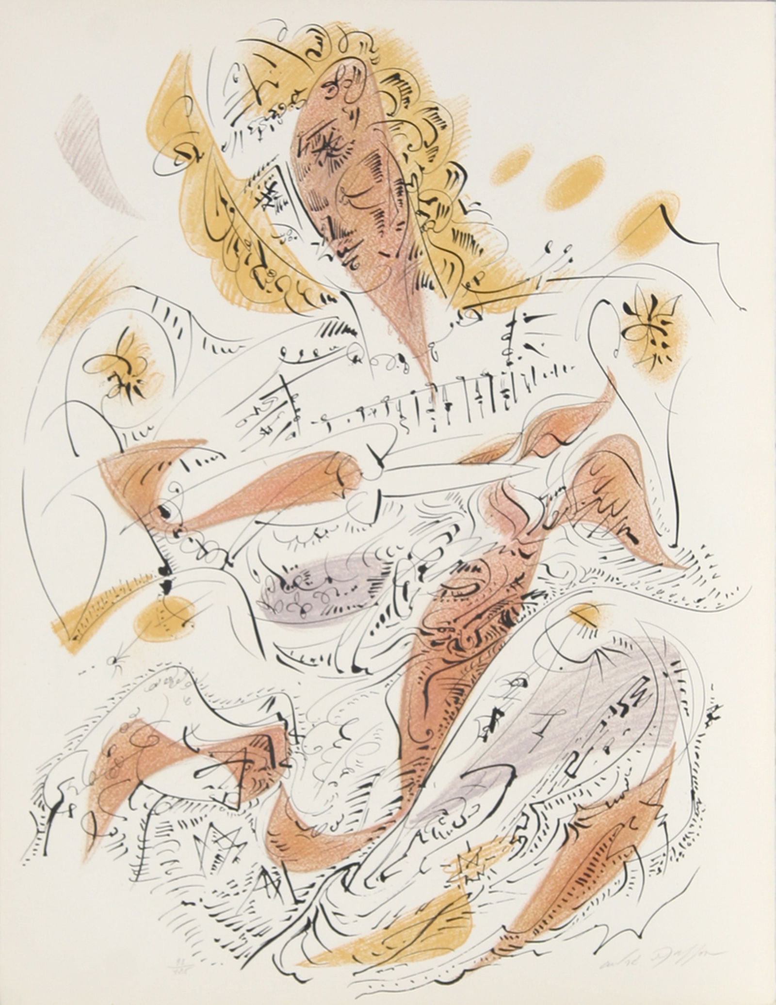 Andre Masson, La Venitienne from Je Reve Portfolio, Lithograph on Arches: Artist: Andre Masson, French (1896 - 1987) Title: La Venitienne from Je Reve Portfolio Year: 1975 Medium: Lithograph on Arches, Signed and numbered in pencil Edition: 93/125 Size: 26 in. x 20 in. (66.