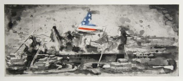 Stephen Farthing, Washington Crossing the Delaware, Etching