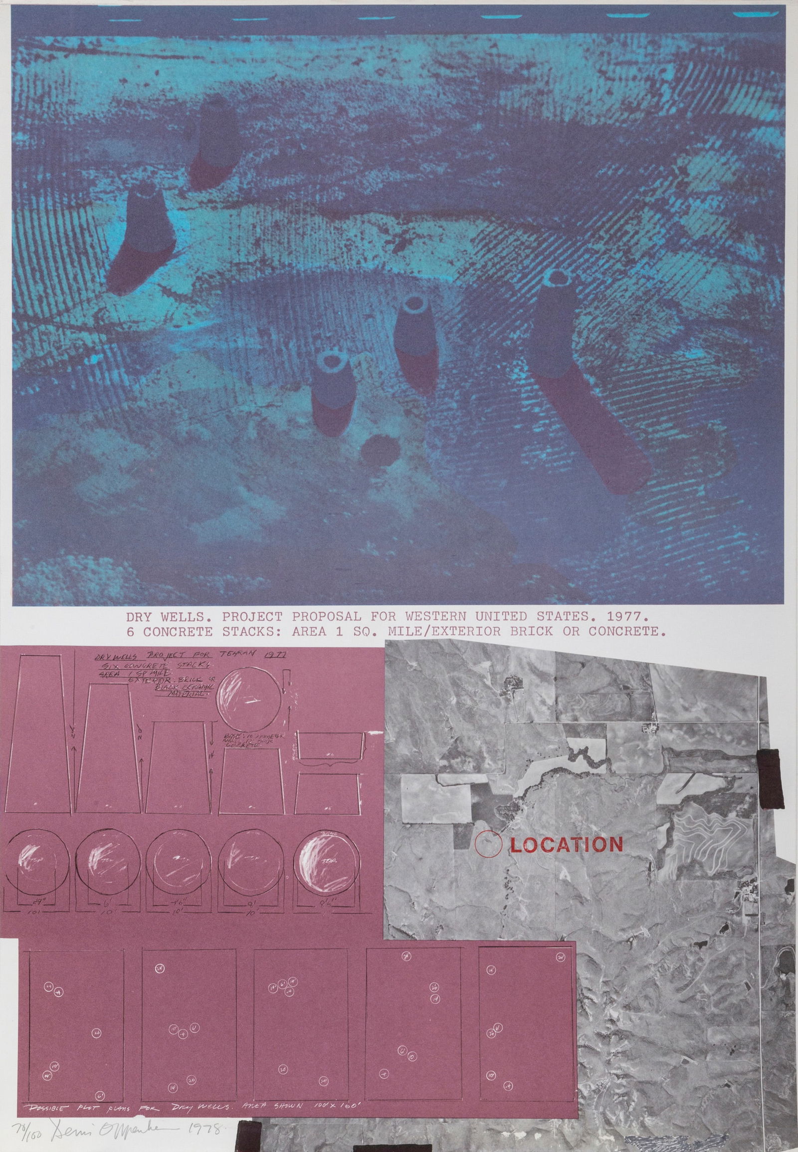 Dennis Oppenheim, Dry Wells, Lithograph: Artist: Dennis Oppenheim, American (1938 - 2011) Title: Dry Wells Year: 1978 Medium: Lithograph, signed and numbered in pencil Edition: 100 Size: 39 in. x 27 in. (99.06 cm x 68.58 cm)