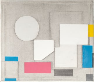 Norio Azuma, Shapes on Silver, Screenprint on canvas