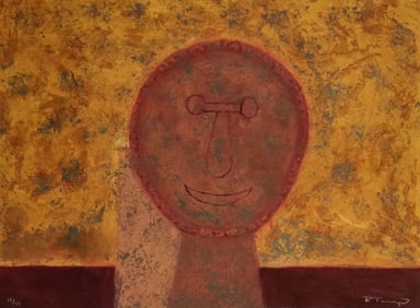 Rufino Tamayo, Cabeza Sobre Fondo Verde, Etching