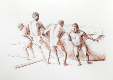 Francisco Zuniga, Hombres con Barca II, Lithograph