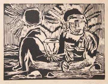 Roberto Juarez, Two Suns, Woodcut