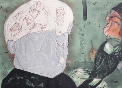 Jose Luis Cuevas, Macbeth, Lithograph with Collage on Arches