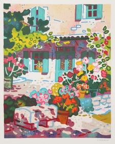 Guy Charon, Flower Lined Home, Lithograph on Arches
