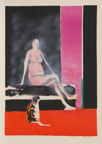 Paul Guiramand, Femme au Chat, Lithograph on Arches