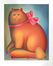 Igor Galanin, Cat with a Bow, Screenprint
