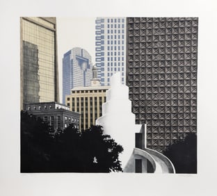 Richard Haas, Dallas Skyline, Etching with Aquatint