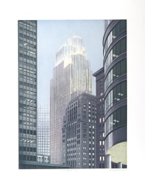 Richard Haas, Minneapolis Dusk, Etching with Aquatint