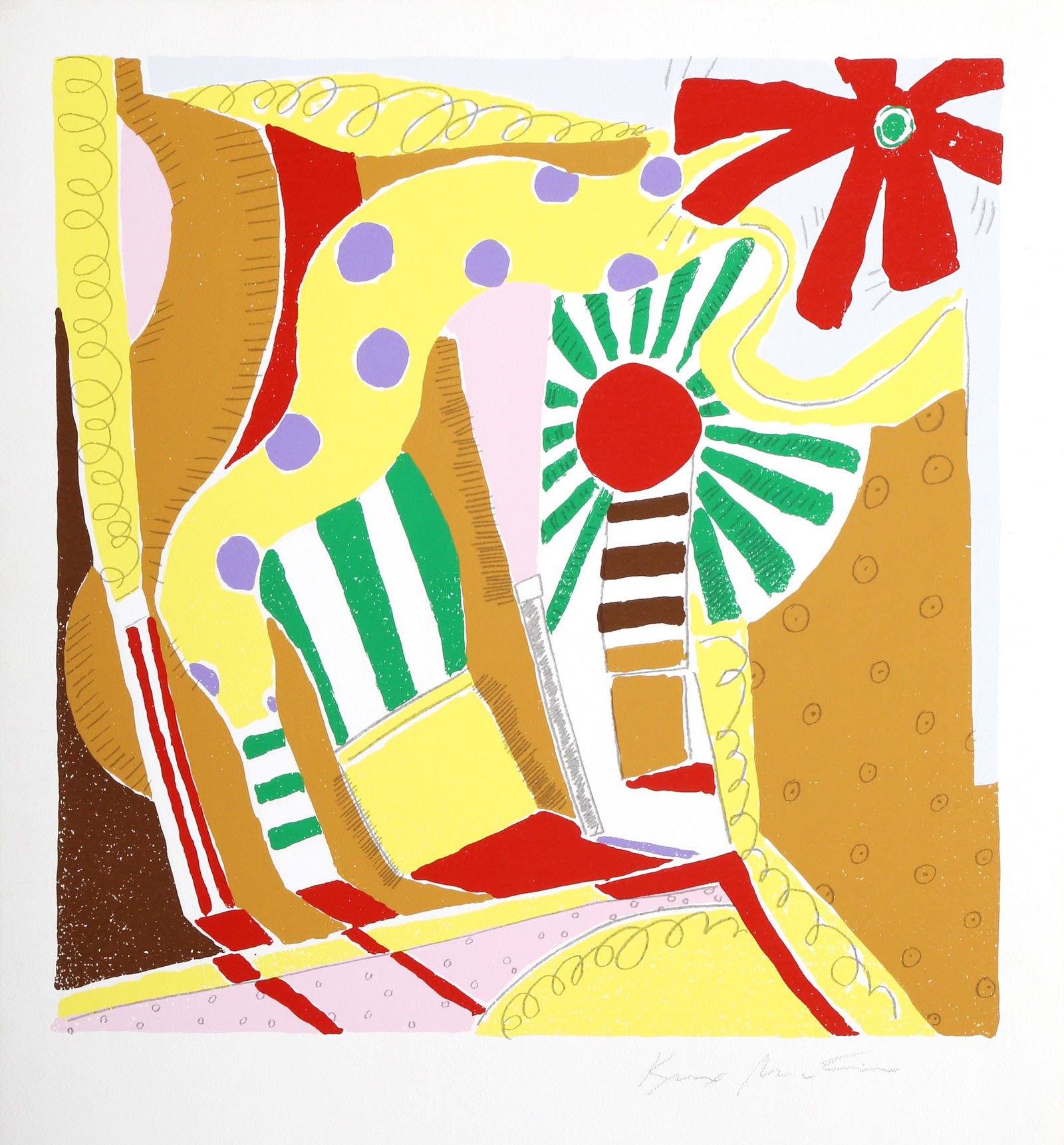 Knox Martin, Flowers 5, Screenprint on Heavy Hand-Made Paper (1 of 4)