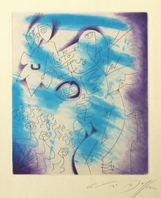 Andre Masson, Blue Heart, Etching and Aquatint