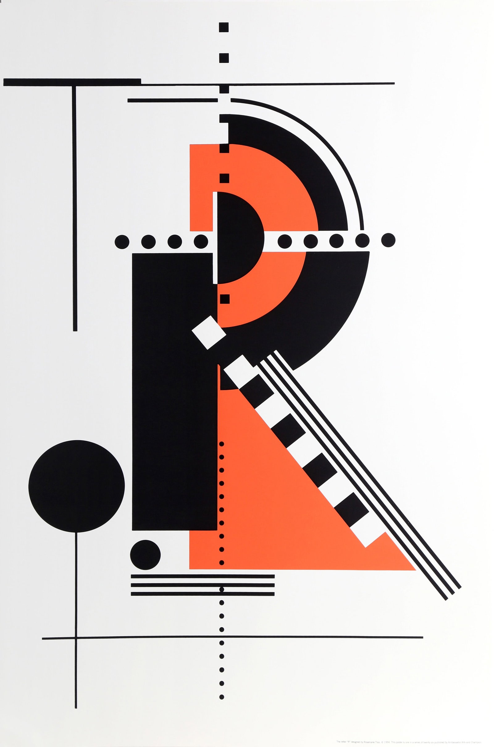 Rosemarie Tissi, The Letter R, Screenprint: Artist: Rosemarie Tissi, Swiss (1937 - ) Title: The Letter R Portfolio: The Alphabet Portfolio Year: 1994 Medium: Screenprint Image Size: 32 x 20 inches Size: 35 x 23 in. (88.9 x 58.42 cm) Publisher: 
