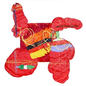 William Taggart, Red, Acrylic on Canvas with Stypol Polymer Wall Sculpture