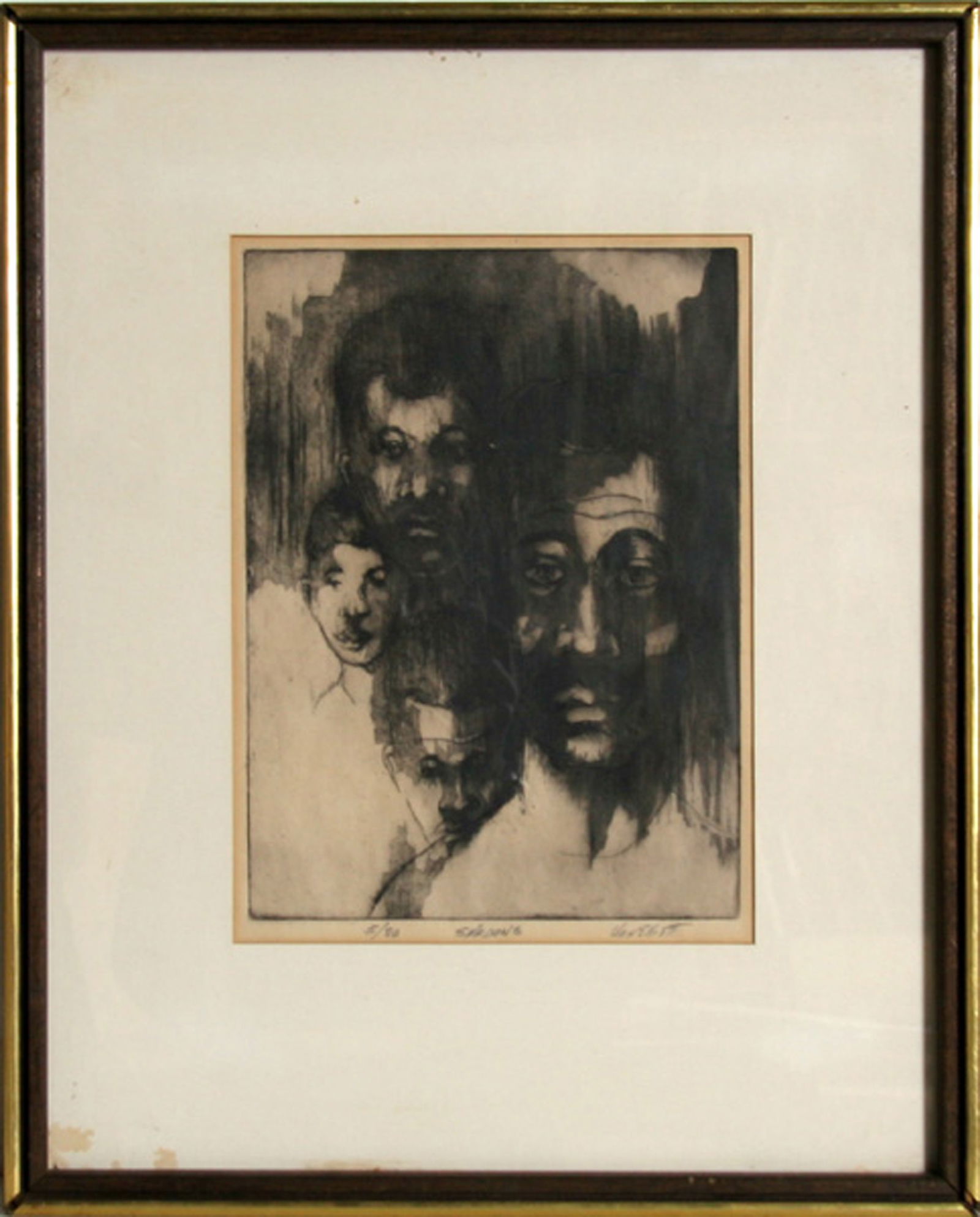 Max Ernst, Oiseaux Souterrains, Lithograph on Japon paper: Artist: Van Elliott, American (1924 - 2002) Title: Shadows Year: Medium: Etching and aquatint, signed and numbered in pencil Edition: 5/20 Size: 13 x 9 in. (33.02 x 22.86 cm) Frame Size: 21 x 17 inche