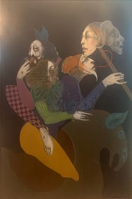 Ramon Santiago, Tragic Troupe, Oil on board