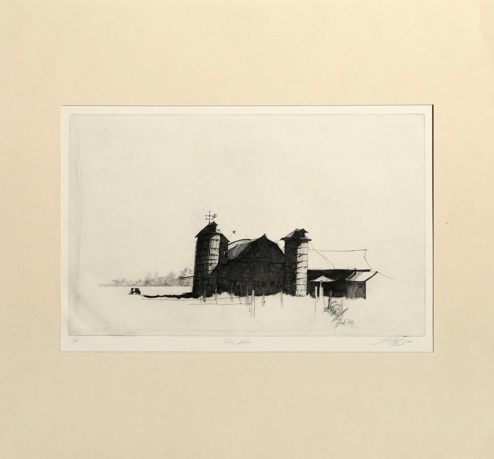 Sheldon 'Shelly' Fink, Twin Silos, Etching on paper (1 of 5)