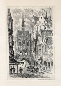 Unknown Artist, Chicago Street Scene, Etching with Aquatint by Holmes Engraving Co.