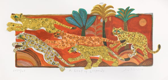 Judith Bledsoe, A Leap of Leopards, Lithograph
