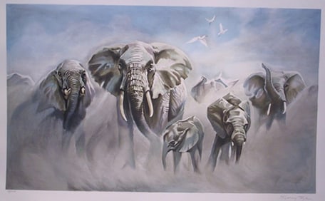 Sydney Taylor, Dusty Elephants, Lithograph