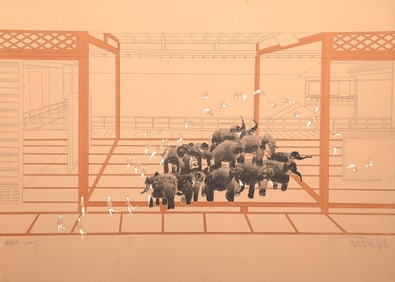 Robert Munford, Elephants and Trapeze Artist, Screenprint