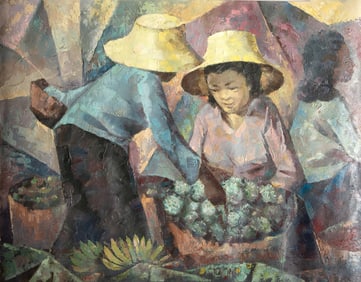 Suchart, Flea Market, Oil on Canvas