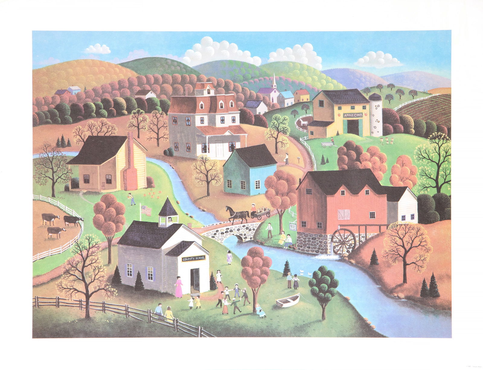 Steven Klein, Autumn Hills, Lithograph: Artist: Steven Klein Title: Autumn Hills Year: 1985 Medium: Lithograph, signed, numbered, dated and titled in pencil Edition: 688/950 Image Size: 16.5 x 22.5 inches Size: 20 x 26 in. (50.8 x 66.04 cm)