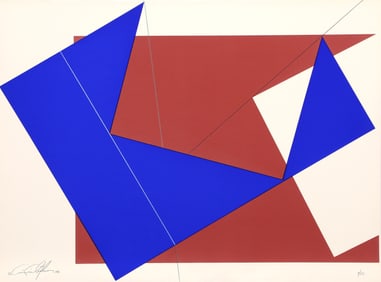 Cris Cristofaro, Untitled - Blue and Red Rectangles, Screenprint on Arches Paper