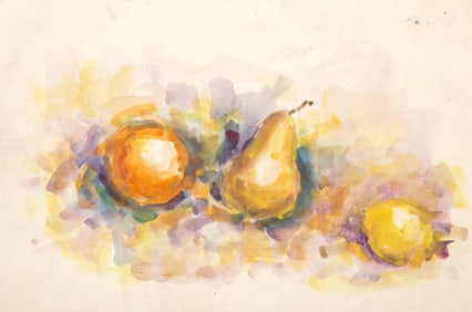 John Urbain, Orange, Pear and Lemon, Watercolor and Graphite on paper