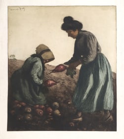 Manuel Robbe, Harvest (Sugar Beets), Aquatint Etching