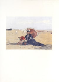 After Eugene Boudin, Woman with Parasol on Beach, Lithograph
