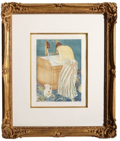 After Mary Cassatt, Woman Bathing, Etching and Aquatint