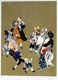 Judith (Yehudit) Yellin, Circle of Dancing Jewish Figures, Lithograph