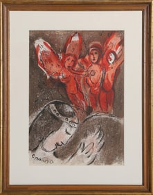 Marc Chagall, Sarah and the Angels from Drawings for the Bible, Lithograph