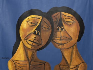 Ivan Guayasamin, Amor Embera, Acrylic on Unstretched Canvas