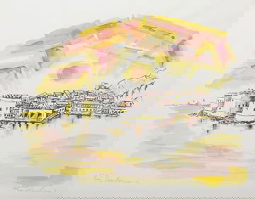 Savo Radulovi?, Dubrovnik, Hand colored Lithograph