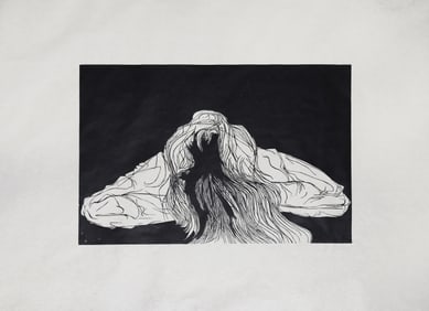 Leonard Baskin, Dierdre, Woodcut Print on Rice Paper