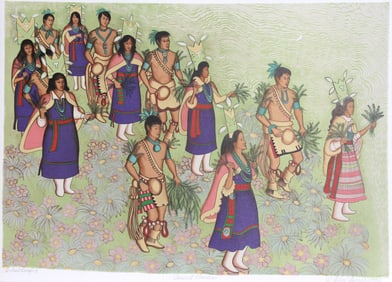Alice Asmar, Harvest Dancers, Lithograph