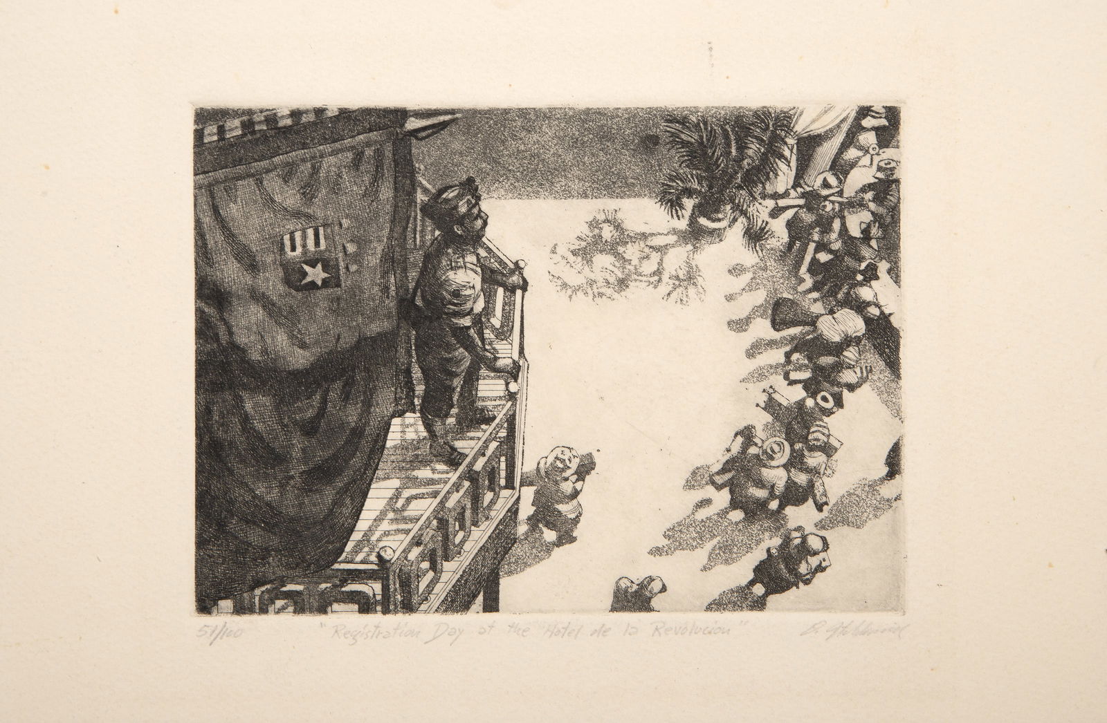 David Itchkawich, Registration Day At The Hotel de La Revolution, Etching (1 of 5)