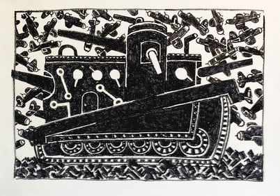 Seymour Chwast, Tank of the Future, Marker on Paper