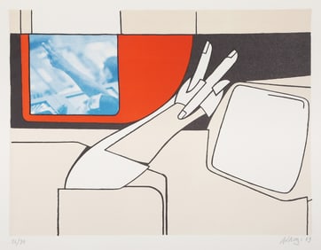 Valerio Adami, On The Moon, Screenprint