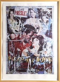 Mimmo Rotella, Elvis Presley, Lithograph and Collage