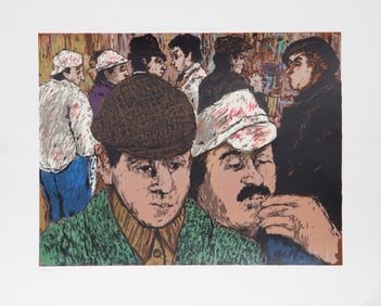 David Azuz, Men in Hats, Lithograph