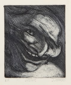 James Kearns, Jester, Etching on Rives