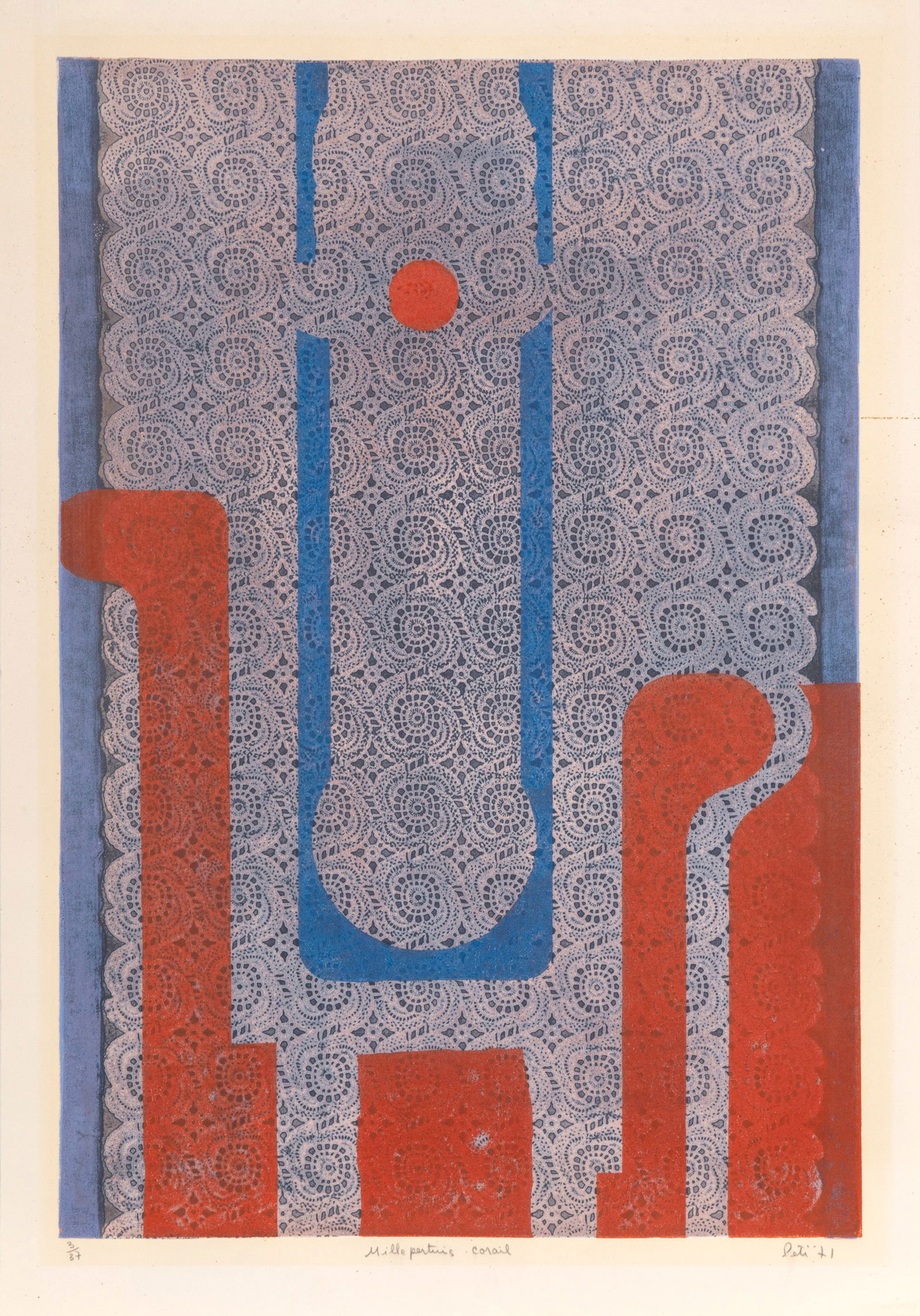 Gaston Petit, Millepertuis Corail (St. John's Wort Coral), Woodcut: Artist: Gaston Petit, Canadian (1933 - ) Title: Millepertuis Corail (St. John's Wort Coral) Year: 1971 Medium: Woodcut, signed, numbered, and titled in pencil Edition: 3/37 Image Size: 26 x 18 inches